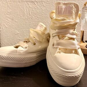 Women's Converse Cream Platform Sneakers